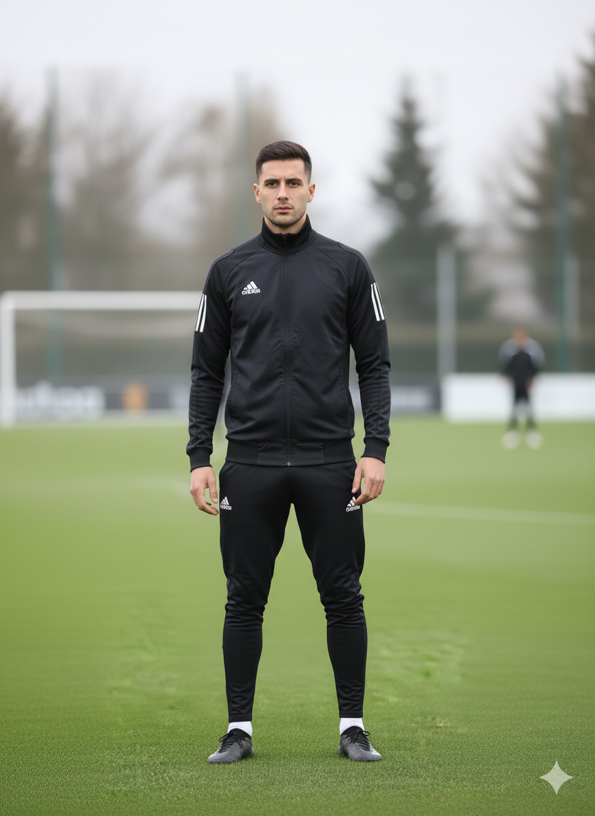 Buzo de Entrenamiento de Fútbol Clásico Negro - A-D-I-D-A-S- Alternativo